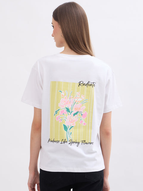 Madame Graphic Print White Cotton T-Shirt