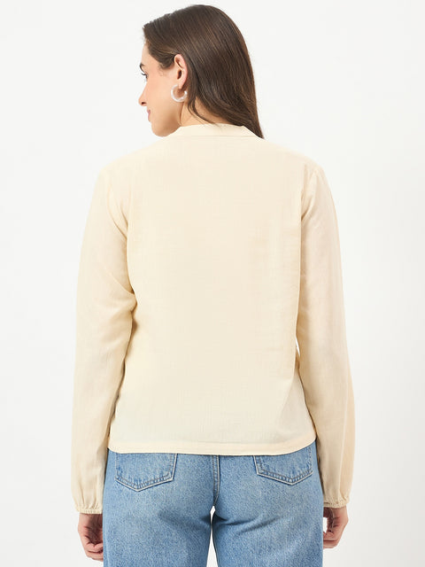 Madame Off-White Cotton Gather Top