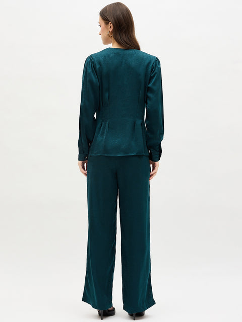 Madame Teal Textured Satin Co-ord Set