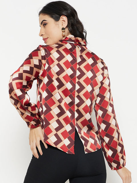 Madame Camel Tie-Up Neck Top