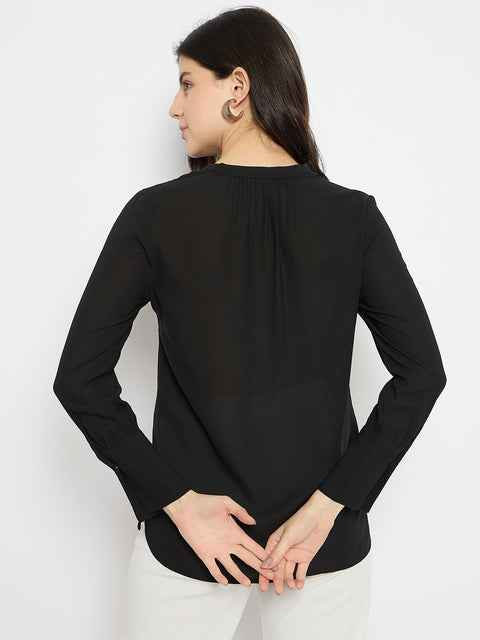 Madame Solid Black Shirt