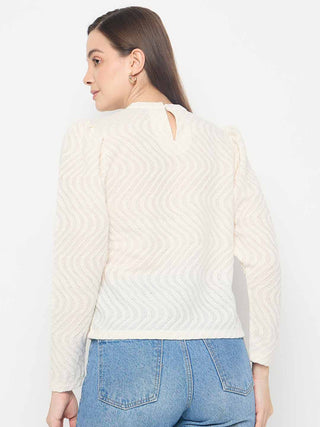 Madame Lace and Textured Off White Top