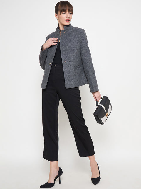 Madame Mélange Button Detailed Anthra Short Coat