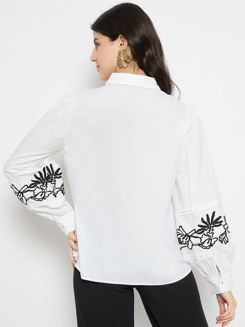 Madame Dori Embroidered White Shirt