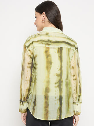 Madame Green Tencel Nylon Blend Printed Shirt