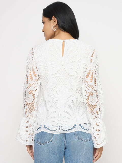 Madame Lace Fabric Off White Top