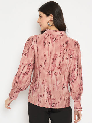 Madame All Over Printed Nylon Blend Pink Shirt