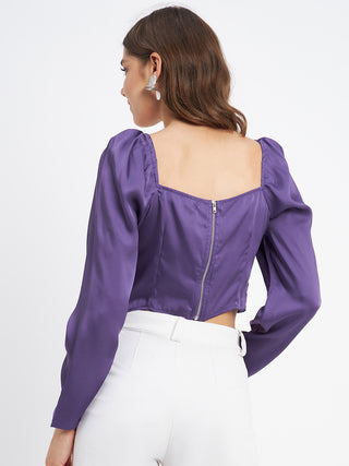 Madame Embellished Detail Corset Style Purple Top