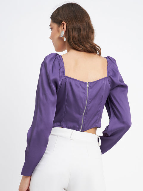 Madame Embellished Detail Corset Style Purple Top