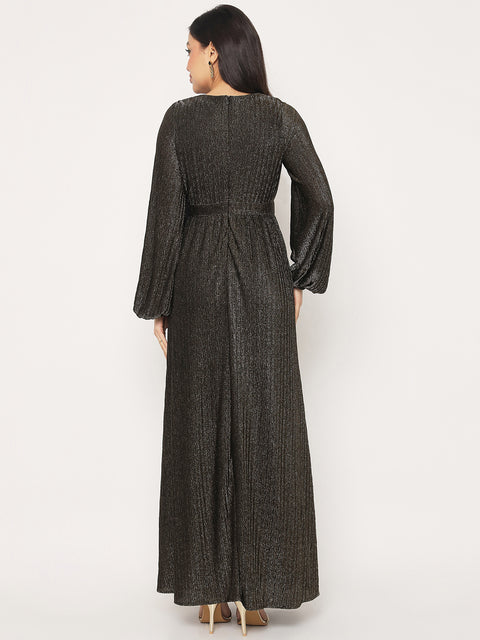 Madame Fit and Flare Golden Maxi Dress