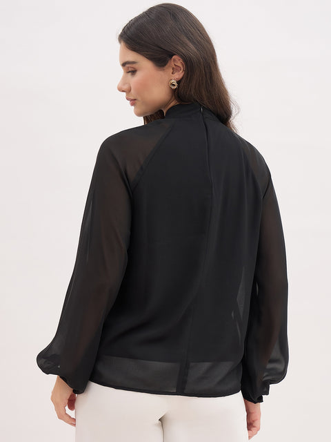 Madame Neck Detail Semi Sheer Top