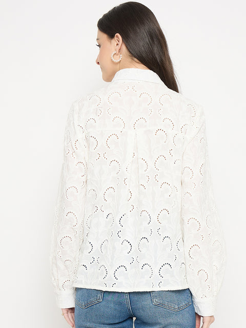 Madame White Cotton Poplin Shirt