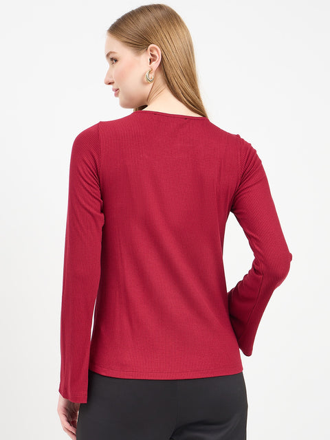 Madame Textured Maroon Top