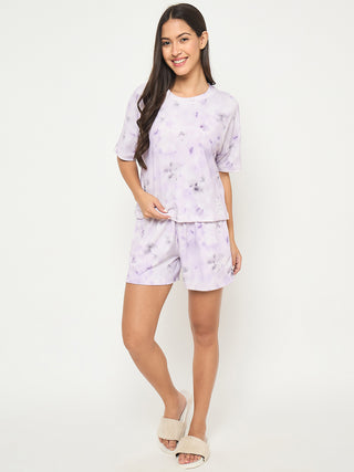 mSECRET Tie and Dye Top and Bottom Lavender Night Suit