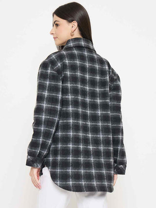 Madame Checkered Black Shacket