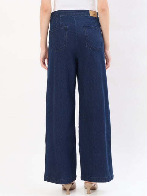 Madame Black Cotton Blend Wide Leg Jeans