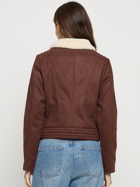 Madame Coffee Collared Full Sleeve Short Jacket