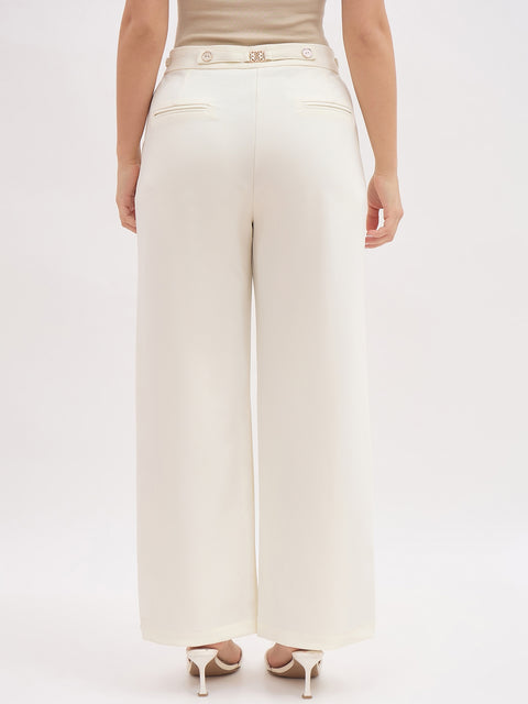 Madame Pleated Beige Korean Trousers