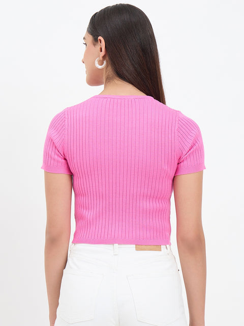 Madame Pink Knitted Crop Top