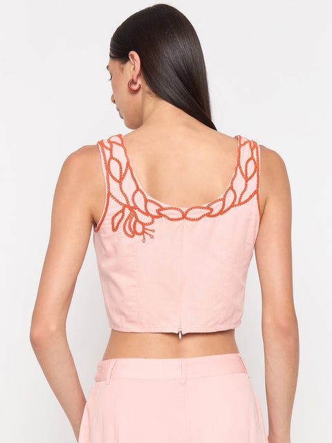 Madame Blush Pink Cotton Puff-Sleeve Top