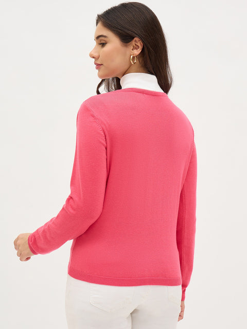 Madame V Neck Coral Cardigan
