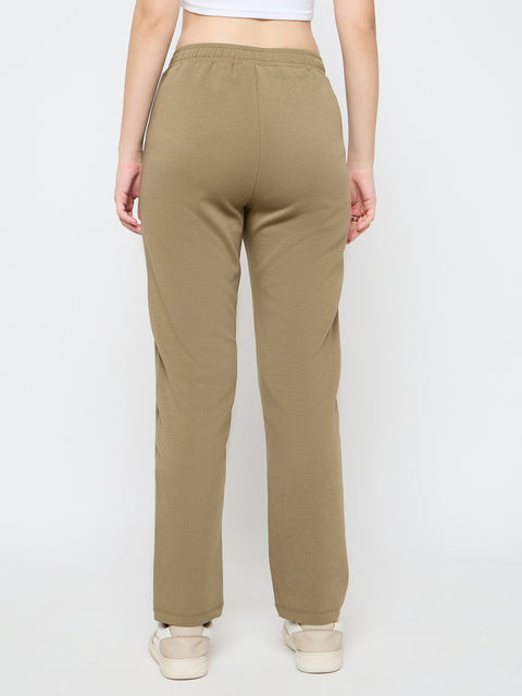 mSECRET Straight Fit Olive Green Rayon Blend Track Bottoms