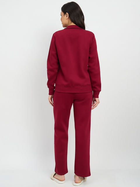 mSECRET Maroon Collared Night Suit
