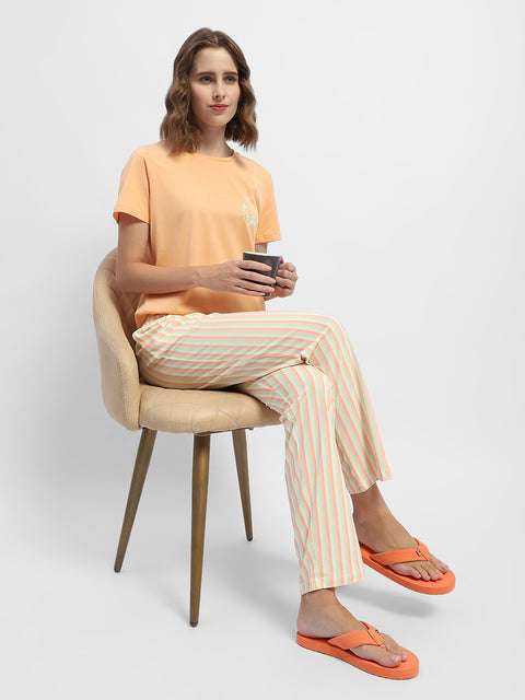 Msecret Striped Orange Two Piece Nightsuit