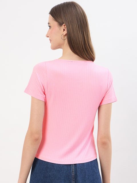 Madame Pink Rayon Blend Drape Top