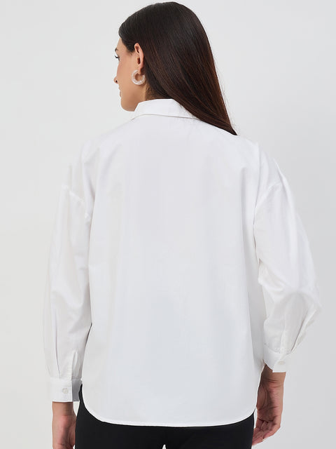 Madame White Embroidered Cotton Shirt