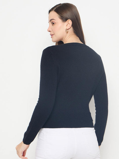Madame Embellished Black Crop Sweater