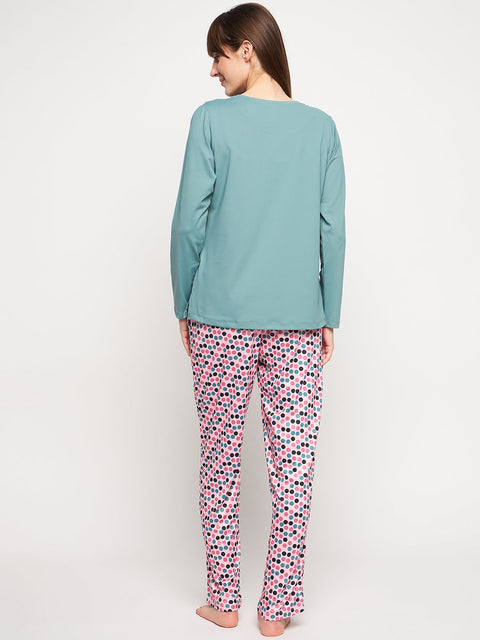 mSECRET Green Printed Nightsuit