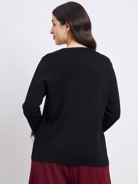 Madame Feather Trim Black Shrug