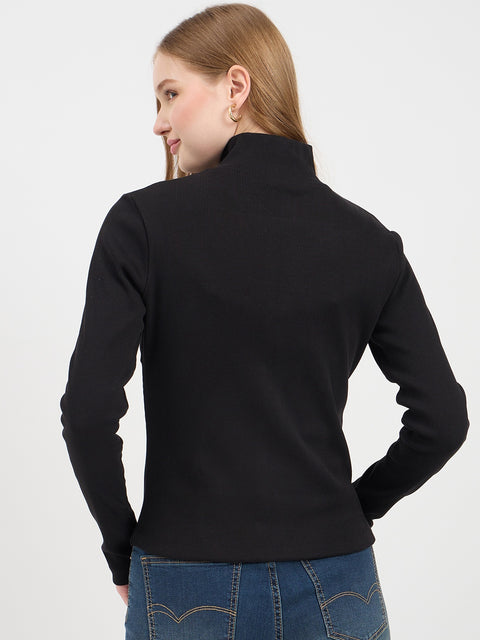 Madame Zipper Pocket Mock Neck Sweatshirt