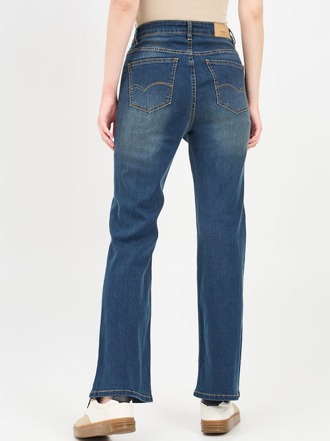 Madame Double Wash Whiskered Flared Denim Jeans