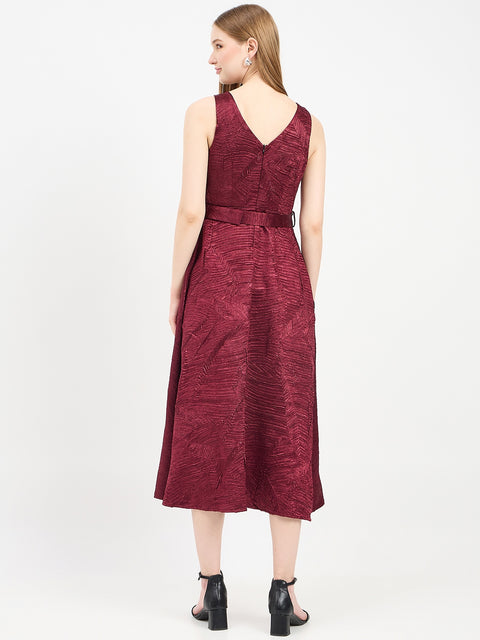 Madame Solid Maroon Dress