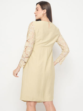 Madame Lace Overlay Wrap Lemon Yellow Dress