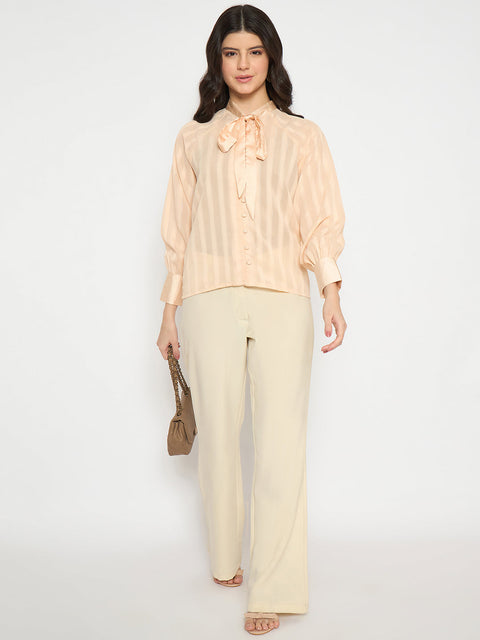 Madame Neck Tie Striped Sunset Top