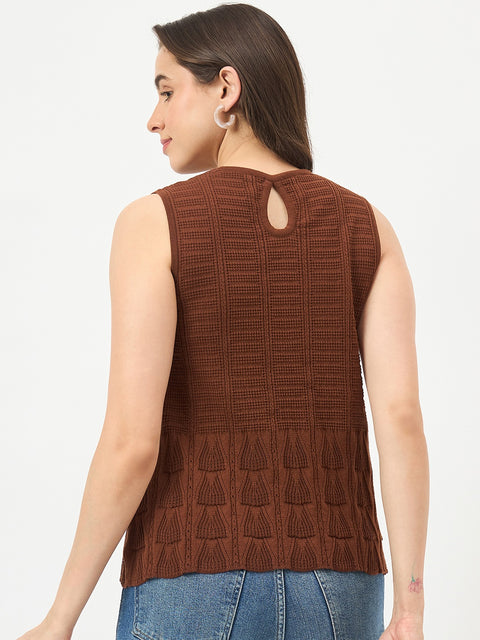 Madame Brown Cotton-Blend Knit Top