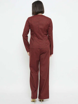 Madame Solid Button Down Red Top