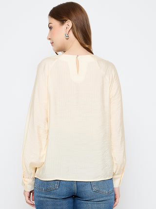 Madame Floral Print Rayon Blend Off White Top