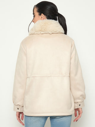 Madame Faux Fur Collar Beige Jacket