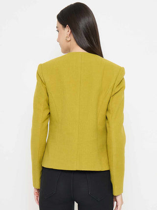 Madame Round Neck Green Short Coat
