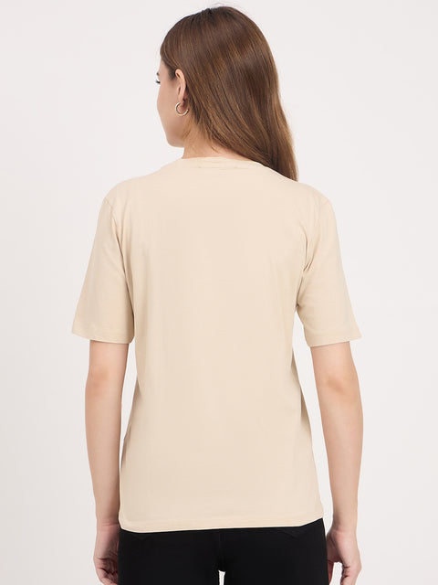 Madame Beige Graphic Print Cotton T-Shirt