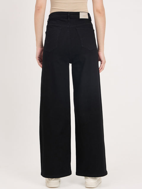 Madame Black Cotton Straight Fit Jeans