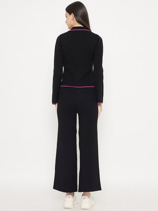 Madame Contrast Trim Black Knitted Co-ord Set