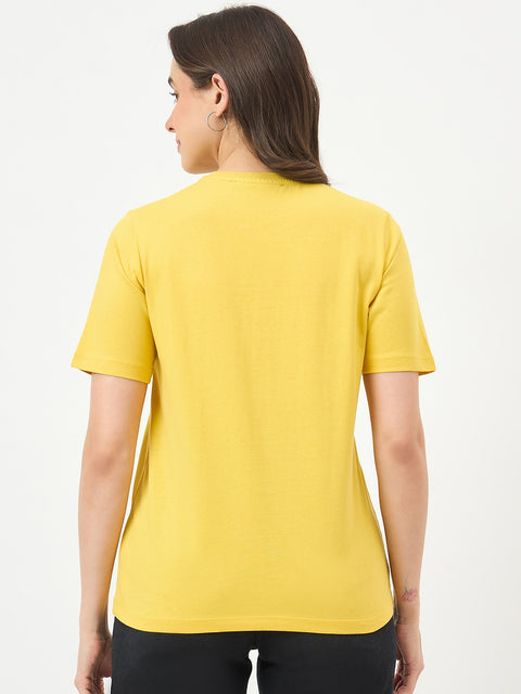 Madame Yellow Cotton Half-Sleeve T-Shirt