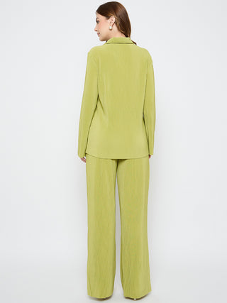 Madame Solid Shirt and Bottom Lime Green Co-ord Set