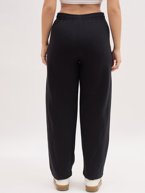 Madame Black Cotton Track Pants