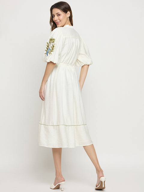 Madame Off White Viscose Blend Dress